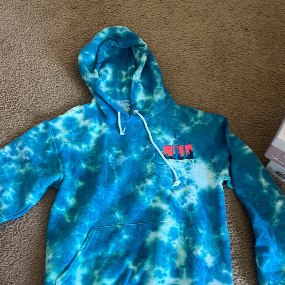 tye dye blue and green hoodie size small